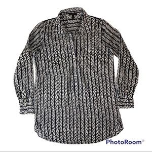 J. Crew Navy & White Printed Button Up Shirt XS